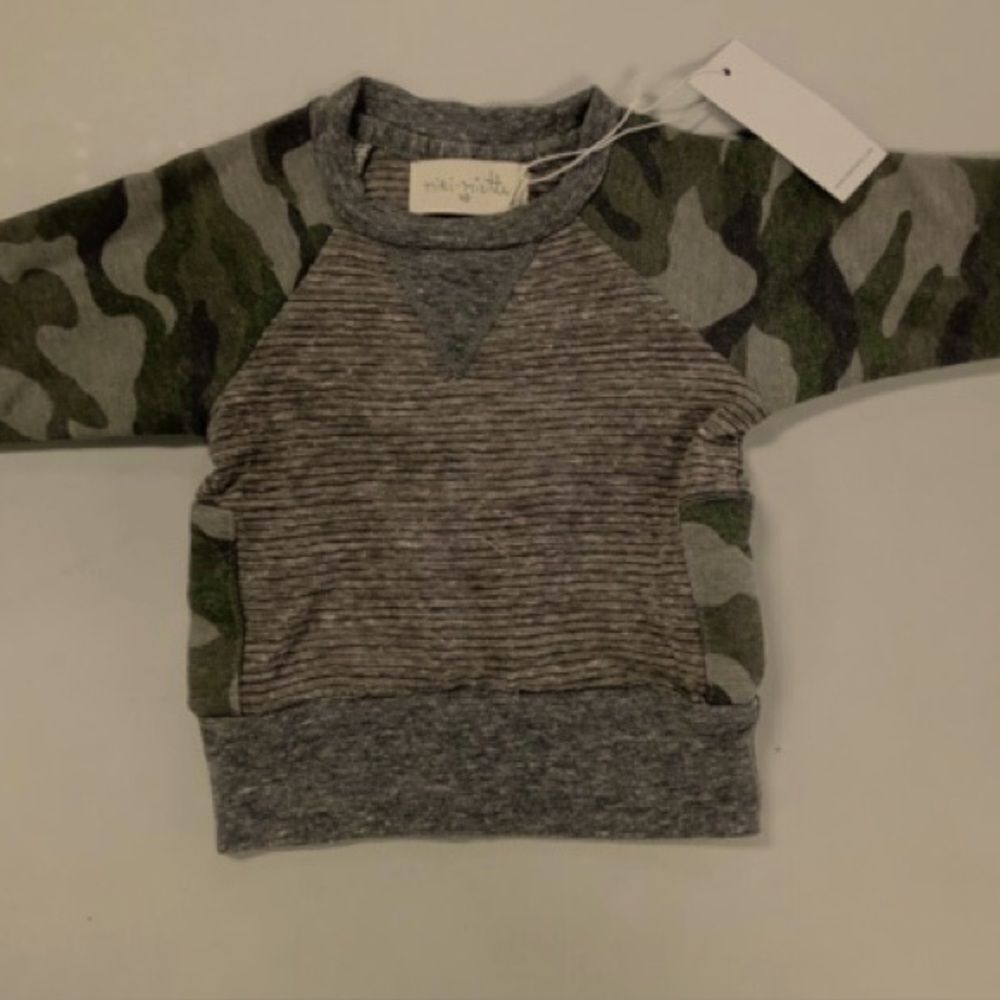 🛍️ Miki miette Kids Camo and Striped Sweatshirt NB